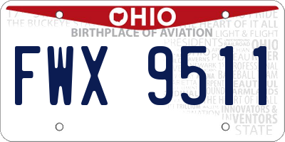 OH license plate FWX9511