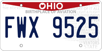 OH license plate FWX9525
