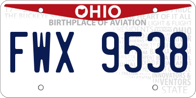 OH license plate FWX9538