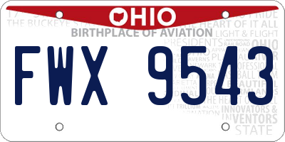 OH license plate FWX9543
