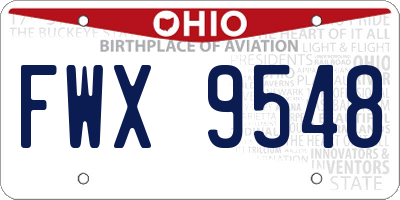 OH license plate FWX9548