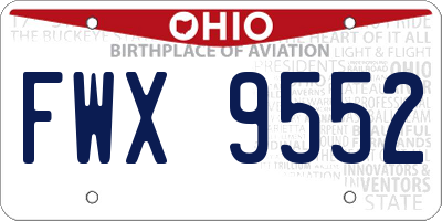 OH license plate FWX9552