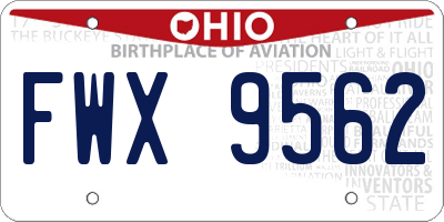 OH license plate FWX9562