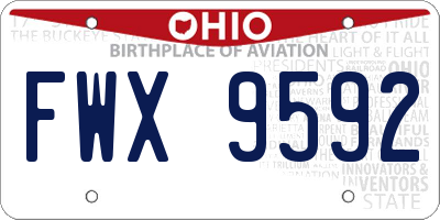 OH license plate FWX9592