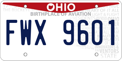 OH license plate FWX9601