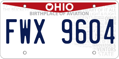 OH license plate FWX9604