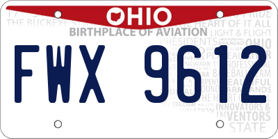 OH license plate FWX9612