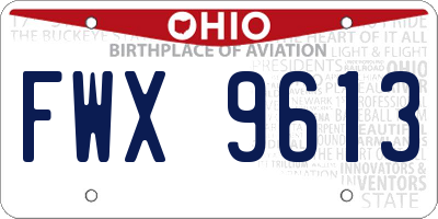 OH license plate FWX9613