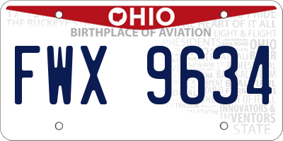 OH license plate FWX9634