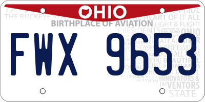 OH license plate FWX9653