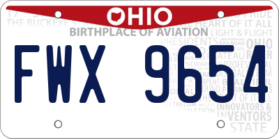 OH license plate FWX9654