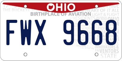 OH license plate FWX9668