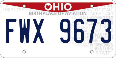 OH license plate FWX9673