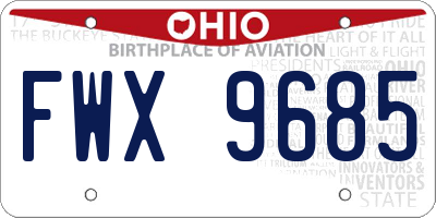 OH license plate FWX9685