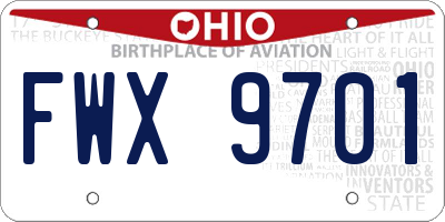 OH license plate FWX9701