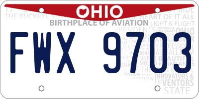 OH license plate FWX9703