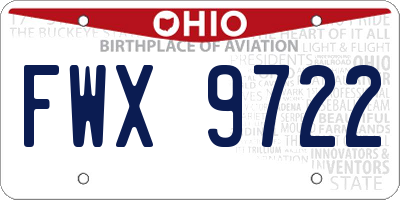 OH license plate FWX9722