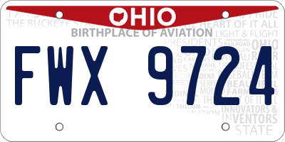 OH license plate FWX9724