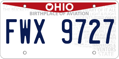 OH license plate FWX9727