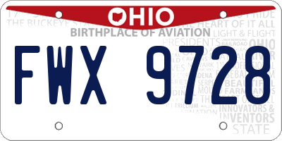 OH license plate FWX9728
