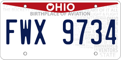 OH license plate FWX9734