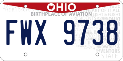OH license plate FWX9738