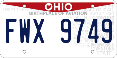OH license plate FWX9749