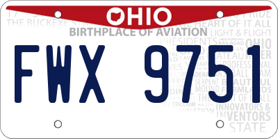 OH license plate FWX9751