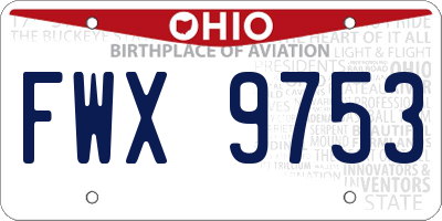 OH license plate FWX9753