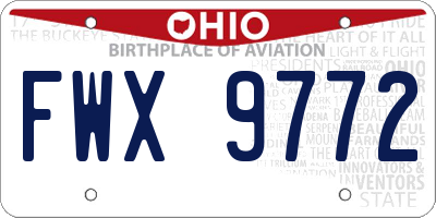 OH license plate FWX9772