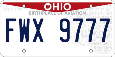 OH license plate FWX9777