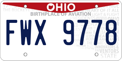 OH license plate FWX9778