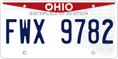 OH license plate FWX9782