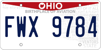 OH license plate FWX9784