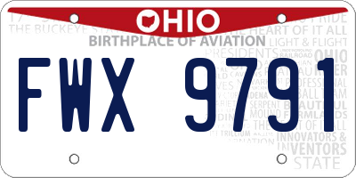 OH license plate FWX9791