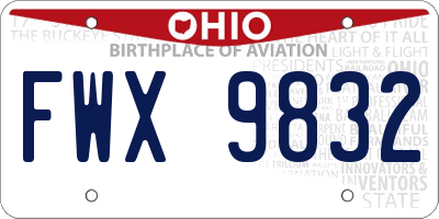 OH license plate FWX9832