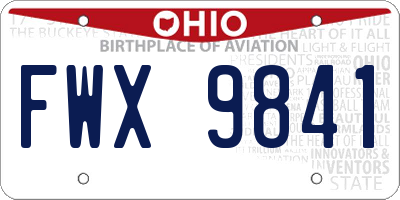 OH license plate FWX9841