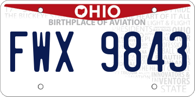OH license plate FWX9843