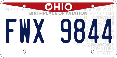 OH license plate FWX9844