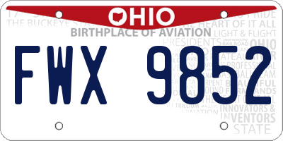 OH license plate FWX9852