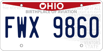 OH license plate FWX9860