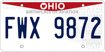 OH license plate FWX9872