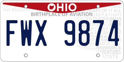 OH license plate FWX9874