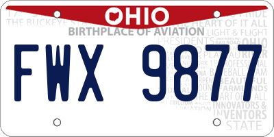 OH license plate FWX9877