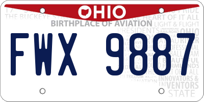 OH license plate FWX9887
