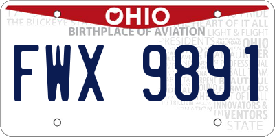 OH license plate FWX9891