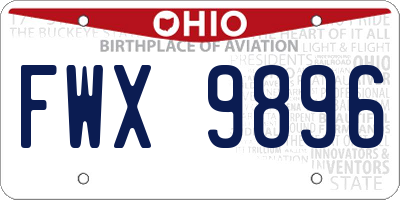 OH license plate FWX9896