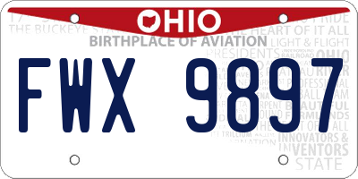 OH license plate FWX9897