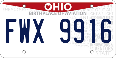 OH license plate FWX9916