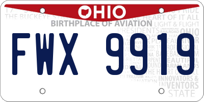 OH license plate FWX9919